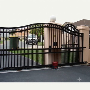 Portail de jardin en fer forgé KHP robuste avec revêtement en poudre, double battant, style européen ornemental, sécurité renforcée, installation facile pour villa - Product Image 3