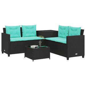 Ensemble de canapés de jardin en rotin d'extérieur avec coussins turquoise pour la décoration de patio, design contemporain, meubles en osier PE résistant aux UV - Product Image 3