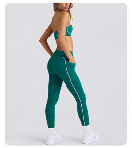 Ensemble de soutien-gorge de sport ultra-élastique et respirant, haut tube sans bretelles et pantalon, conception antidérapante pour la course, sans coutures, léger, couleur unie, équipement de yoga - Product Image 2