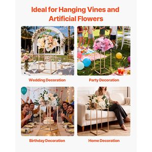 10 Pezzi Supporto per Fiori da Matrimonio a Colonna 15,75 Pollici, Espositore Floreale Rettangolare in Acrilico Laminato Oro per Applicazioni da Tavolo - Product Image 6