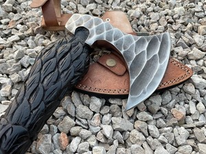 wholesale customized price Damascus steel blade <b>axe</b> Engraved wooden <b>handle</b> <b>axe</b> Authentic Norse style <b>axe</b> Odin Viking collectible - Product Image 2