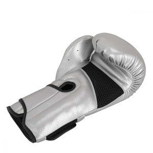 <b>Silver</b> Faux Leather Boxing <b>Gloves</b> Full Finger Velcro Closure Unisex Training Gear - Product Image 5