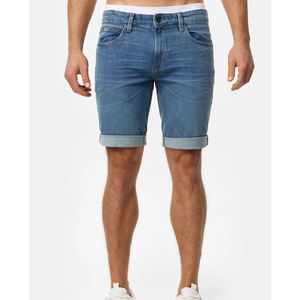 Pantalones cortos de mezclilla para hombre, holgados, de cintura media, de tela tejida transpirable, color azul lavado, estilo Bermuda, económicos, de tannería pakistaní, de diseñador - Product Image 1