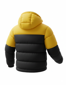 Chaqueta de Invierno para Hombre con Capucha, Acolchada, Bicolor Amarillo y Negro, Gruesa y Cálida, Estilo Casual para Exteriores, con Cierre, Venta al Por Mayor OEM - Product Image 2