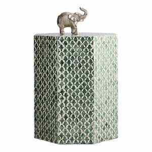 Tabourets octogonaux en mosaïque marocaine vert foncé, mosaïque artisanale en nacre, petite table d'appoint pour la décoration du salon et de la chambre - Product Image 2
