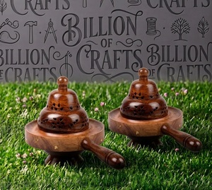 Custom Design Round Wooden Madkhan With Handle Luxury <b>Oud</b> Chips Charcoal <b>Diffuser</b> Meditation Censer - Product Image 4