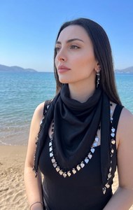 Handmade Silk Stretchable <b>Black</b> Square Scarf Gold Coin Blue Bead Trim for Women Embroidery Crafts Cross-stitching Needlework - Product Image 3