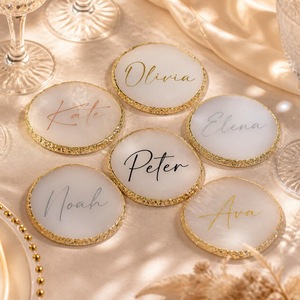High Quality Eco-Friendly Stocked Modern Resin Oval Mats/Pads <b>Green</b> Gold Leaf Design 400mm Diameter 5mm Thick Custom Brand - Product Image 3