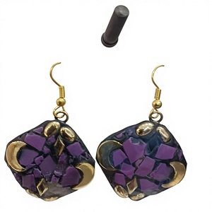 Pendientes de joyería de moda para boda de mujer, estilo bohemio, con mosaico de latón, 22092020-78 - Product Image 1