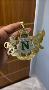 Colgante Personalizado de Plata 925 y Oro 10K con Escudo Real, León, Águila y Corona, Collar con Nombre Estilo Hip Hop - Product Image 5