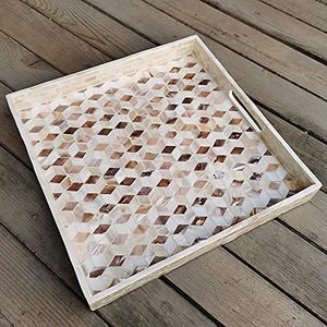 Premium Finishing Mother of Pearl Tea <b>Tray</b> Serving Food MOP Inlay <b>Tray</b> Unique Design <b>Large</b> Serving for Ramadan Eid Mubarak <b>Tray</b> - Product Image 5