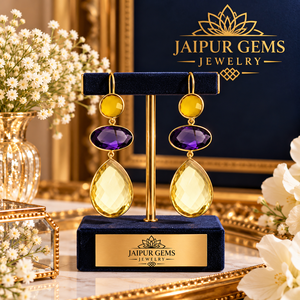 Pendientes de Plata de Ley con Gotas de Oro Amarillo y Morado, Joyería Colgante Multicolor, Estilo Vintage, para Invitadas de Boda - Product Image 2