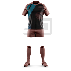 Conjunto de Jersey y Pantalones Cortos Deportivos de Rugby con Cuello en V, Personalizados, 100% Poliéster, Antibacterianos, Ecológicos, Resistentes al Viento, para Interiores y Exteriores - Product Image 2