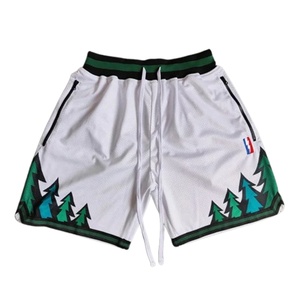 Pantalones cortos elásticos de poliéster súper cómodos, ropa de calle alta, pantalones cortos casuales con estampado de sublimación, cintura elástica, 2 pantalones cortos con bolsillo y cremallera - Product Image 1