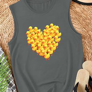 Chaleco de patos de dibujos animados en forma de corazón informal para mujer tejido de punto - Product Image 1