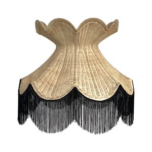 Abat-jour en rotin esthétique jaune vif avec franges suspendues, luminaire contemporain de luxe pour l'hôtellerie - Product Image 3