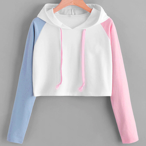 Hoodie court blanc pour femme, style tendance, pour l'hiver - Product Image 1