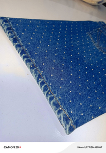 Pantalones Cortos de Mezclilla para Hombre Hechos a Medida, Estilo Vintage, con Cierre, Dobladillo sin Rematar, Tela de Algodón, con Pedrería - Product Image 3