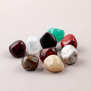 Perles en résine brillantes de forme irrégulière, colorées et teintes, à grand trou, pour la fabrication de bijoux - Product Image 2