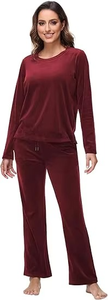 ชุดวอร์มกำมะหยี่สีแดงเบอร์กันดีคุณภาพสูง ทันสมัย สวมใส่สบายในฤดูหนาว ออกแบบได้ตามต้องการ สวยหรู  ผู้ผลิตเสื้อผ้า OEM - Product Image 2