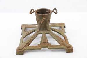 Square Christmas <b>tree</b> <b>stand</b>, cast iron Vintage rusted, country farm house deco, cottage core - Product Image 4