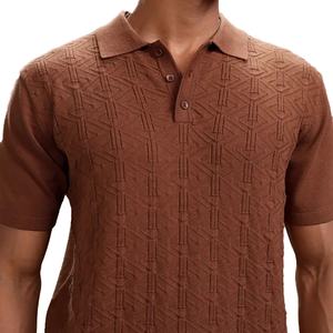 2026 hombres medio botón verano Color sólido tejido para Polo logotipo personalizado Slim Fit media manga Golf pulóver suéter hecho Terry - Product Image 5