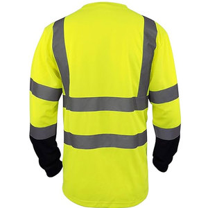 <b>Hi</b> <b>Vis</b> Long Sleeve Safety Shirt Polyester Breathable Water Resistant Yellow Black Reflective Stripes Unisex EEC Workwear - Product Image 3
