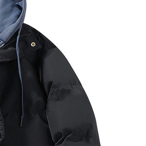 Veste matelassée à capuche décontractée pour homme grande taille noire de haute qualité avec fermeture éclair, 100 % duvet, plus de 300 g, épaisse, pour l'extérieur - Product Image 4