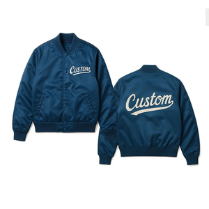 Chaqueta Bomber Azul de Lona con Nombre Bordado Personalizado para Hombre, Estilo Preppy, Resistente al Viento, con Logotipo Frontal, Ropa de Invierno - Product Image 6