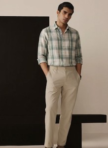 Chemise décontractée à double boutonnage pour homme, à carreaux, manches longues, col rabattu, en lin et coton respirant, ODM, vêtements d'été, Enovate Karnataka - Product Image 3