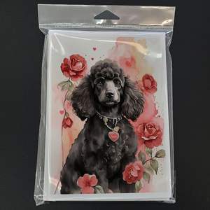 Whimsical A7 Size 5x7 Blank <b>Note</b> <b>Cards</b> Poodle Valentine Roses <b>Greeting</b> <b>Cards</b> Pack of 8 with Envelopes - Product Image 3