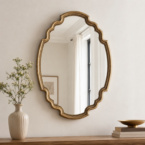 Antique <b>Gold</b> Scalloped Wall <b>Mirror</b> Beaded Frame Decorative Vintage <b>Mirror</b> for Living Room Bedroom Home Decor - Product Image 4