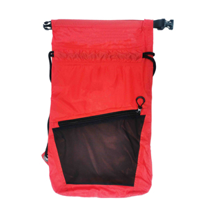 Unisex Red Nylon <b>Drawstring</b> <b>Backpack</b> With Zipper Closure Lightweight Casual Style For Outdoor Activity - Product Image 5
