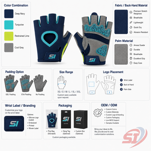 Custom MTB Cycling Gloves <b>Half</b> Finger Gel Padding Breathable Anti <b>Slip</b> Mountain Road Bike Microfiber Hook Loop Closure Unisex - Product Image 3