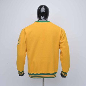 Premium Quality Custom Logo Yellow Green Letter Applique <b>Men</b> Sweatshirt Long Sleeve Crew Neck <b>Pullover</b> Hoodie for Campus Wear - Product Image 2