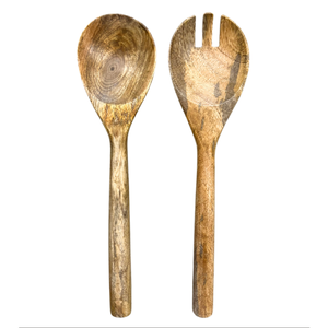 Juego de Servidores de Ensalada de Madera de Mango, Suministro Directo de Fábrica, Juego de Cucharas de Ensalada de Madera Orgánica, Cubertería de Madera Natural, Utensilios de Cocina, Vajilla - Product Image 1