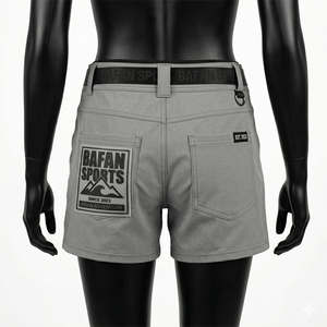 Shorts de Baño para Mujer, de Alta Calidad, Poliéster y Elastano, Secado Rápido, Color Gris y Negro, Estilo Urbano, Parche de Goma, Logotipo Personalizado - Product Image 2