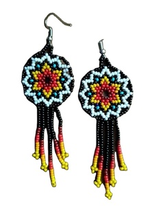 Boucles d'oreilles en perles de rocaille et strass, broderie florale, bijoux d'oreille pour filles, prix de gros en provenance d'Inde - Product Image 4