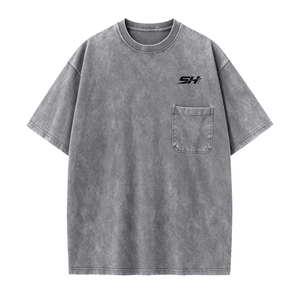 Camiseta al por mayor con lavado ácido, 200g, oversize, 100% algodón, estilo casual para el día a día, streetwear para hombre, camiseta con lavado ácido a la moda - Product Image 1