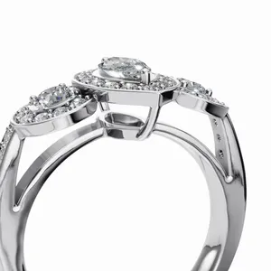 Lab Grown Halo Vintage Marquise Diamond <b>Ring</b> 18K White Gold 45 Pieces IGI Certified Luxury Engagement <b>Ring</b> for Wholesale Export - Product Image 3