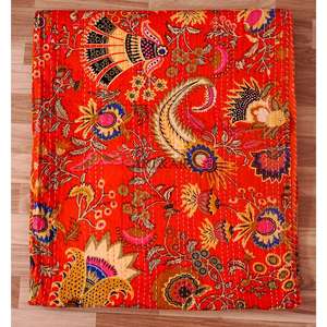 Nouvelle couette Kantha indienne imprimée à la main, couvre-lit Kantha en coton indien, jeté Kantha, couvre-lit indien fait main, couverture bohème - Product Image 6
