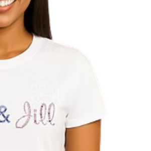 Camiseta Blanca para Mujer con Diseño de Letras Cursivas Brillantes, Ropa Casual para el Día a Día, Estilo Urbano, Cómoda y a la Moda - Product Image 3