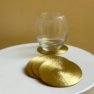 Geometric Heritage Brass <b>Coaster</b> Handcrafted Solid Brass Heat Resistant <b>Drink</b> <b>Coaster</b> Elegant Table Protection Gift - Product Image 3