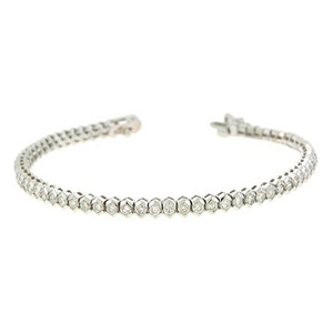 Pulsera de tenis con bisel pentagonal de oro de 18 quilates y diamantes de corte redondo - Product Image 1