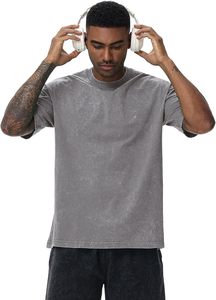 Camiseta de Hombre Personalizada, 100% Algodón, Cuello Redondo, Manga Corta, Lisa, Casual, Suave, Transpirable, Tejido de Punto, Lavado Ácido, Secado Rápido - Product Image 2