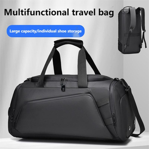 Sac de sport unisexe en nylon noir avec fermeture éclair, capacité 30-40L, doublure en polyester, imperméable, sac de voyage décontracté pour le sport - Product Image 5