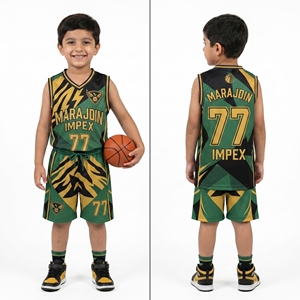 Ensemble de maillots et shorts de basketball personnalisés pour enfants, sublimation, respirant, séchage rapide, tenue d'équipe, fabricant OEM - Product Image 4