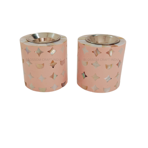 Brûleur d'encens rond en bois et résine avec incrustation de nacre décorative de qualité supérieure, motif lune et étoile, travail artisanal - Product Image 4