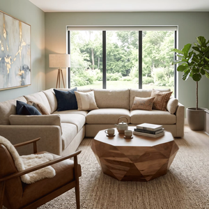 Modern Hexagonal Wood Coffee Table Unique Geometric Diamond Carved Table Living Room Furniture Home Furniture - Product Image 1
