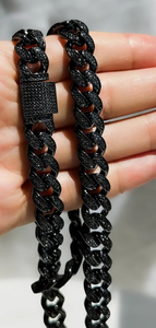 Cadena o Pulsera Cubana de Plata 925 con Diamantes de Moissanita Negros - Product Image 4